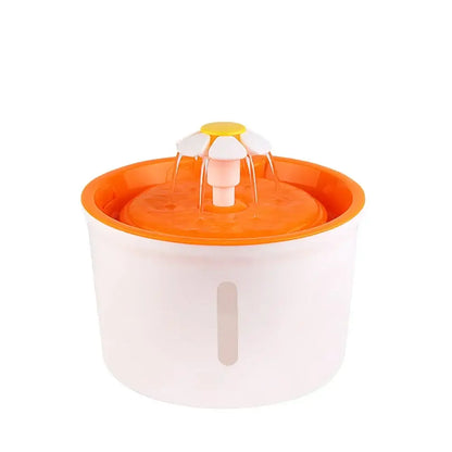 Automatic cat water fountain with 1.6L capacity, orange and white pet water dispenser for cats and dogs