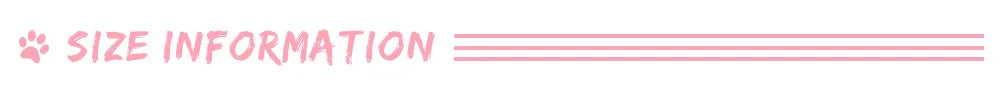 winter dog harness size information banner with pink paw print and measurement guide