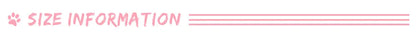 winter dog harness size information banner with pink paw print and measurement guide