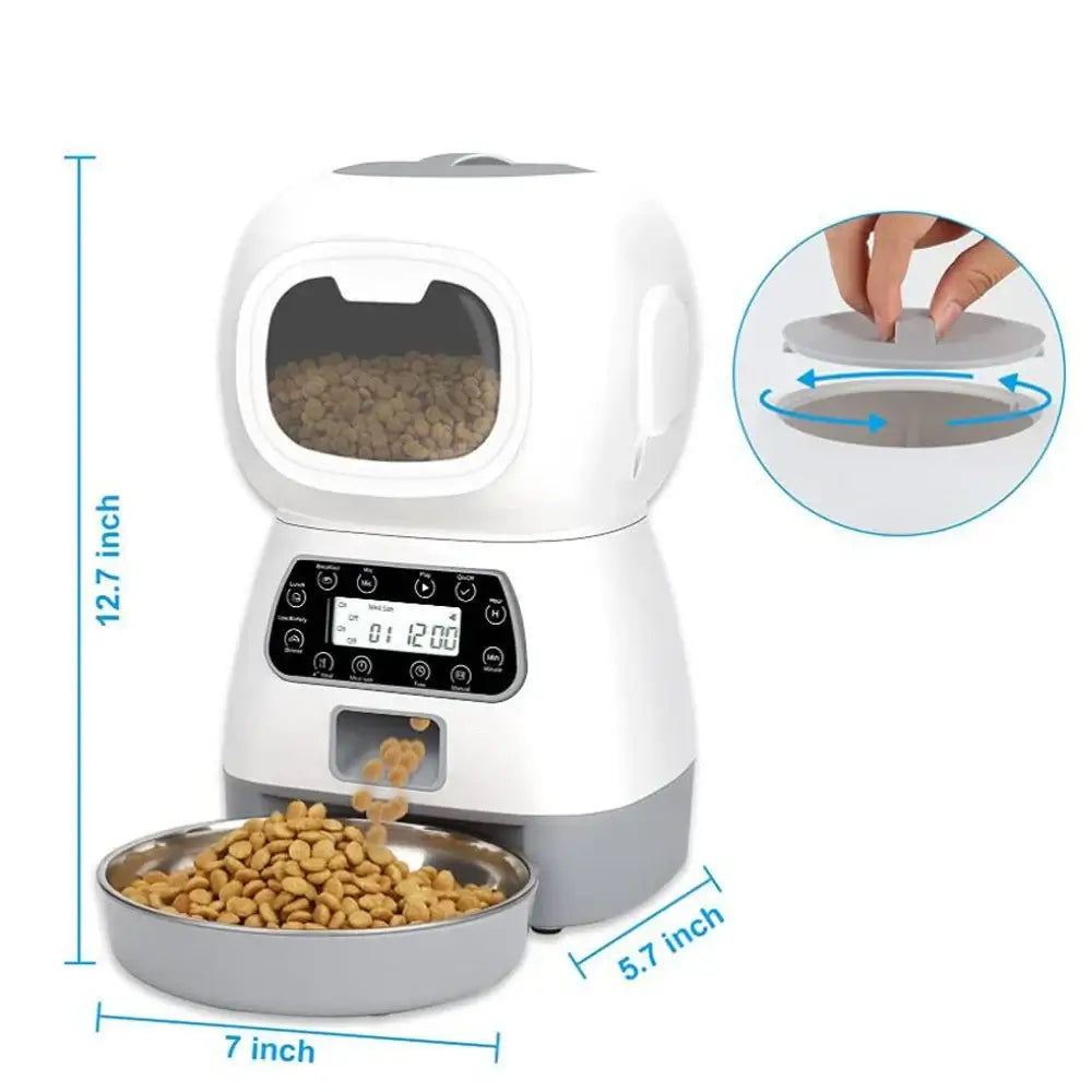 automatic pet feeder with app for dogs and cats, 3.5L stainless steel bowl, voice timing dispenser