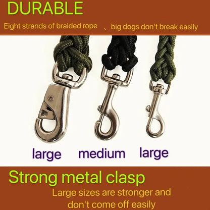 Large dog harness with strong metal clasp and braided rope leash for pit bulls, durable pet training accessory