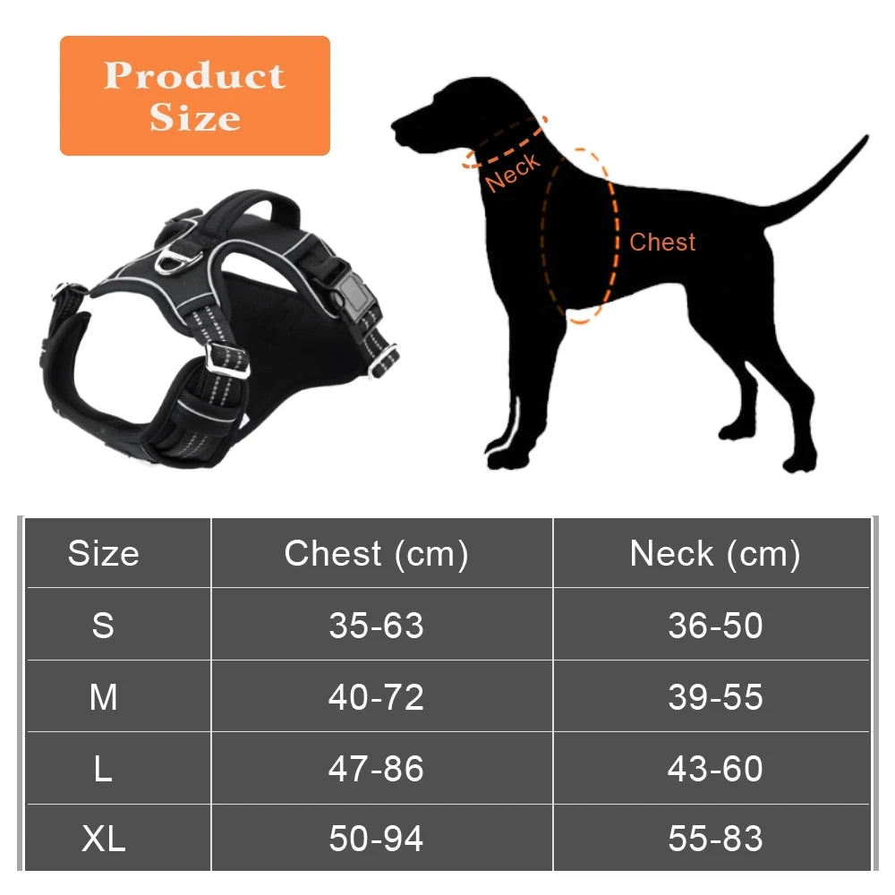 Reflective Pet Dog Harness 1000D Oxford Cloth Service Dog Vest with Vertical Handle Adjustable Dog Collars For Big Medium Dogs