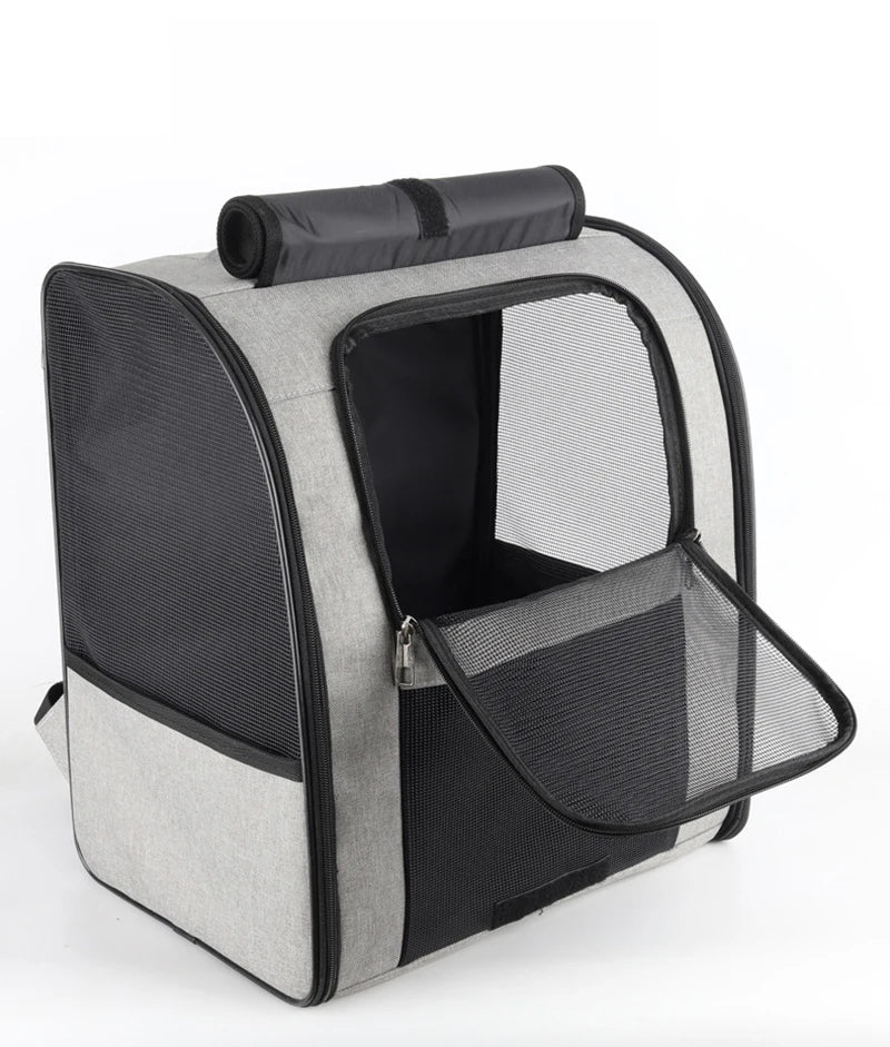 Breathable cat carrier backpack foldable outdoor pet travel bag with mesh window for small cats and dogs