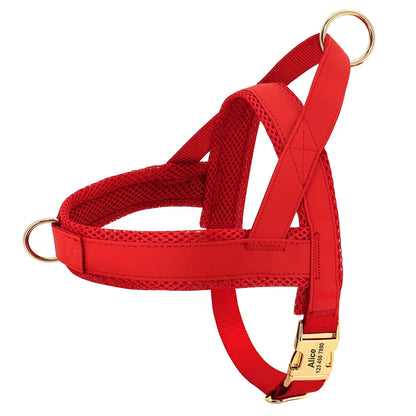 personalized no pull dog harness red adjustable leather pet walking training vest for medium large dogs with free engraving