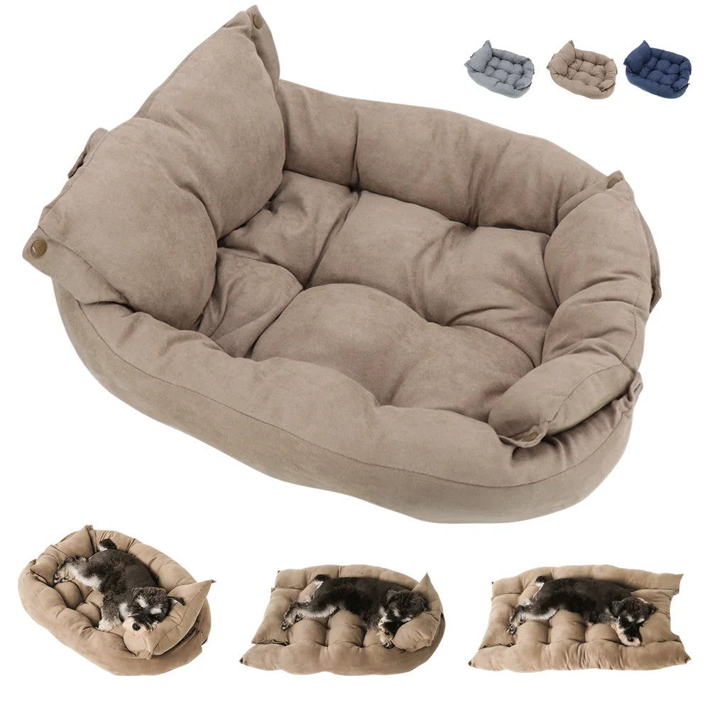 3 in 1 dog bed mat for dogs and cats, soft warm winter sleeping bed sofa with removable cover
