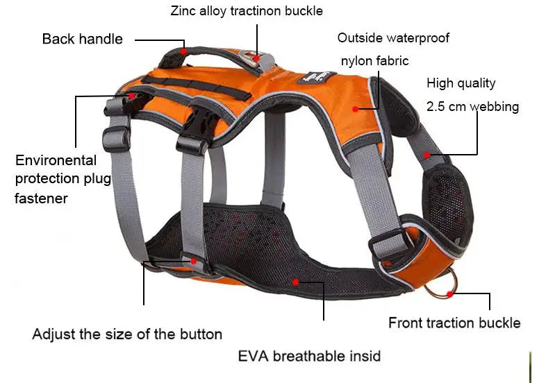 ON SALE Dog Harness Training Vest For Medium Big Dogs Adjustable Strong Outdoor Adventure Travel Harness Pitbull Dropshipping