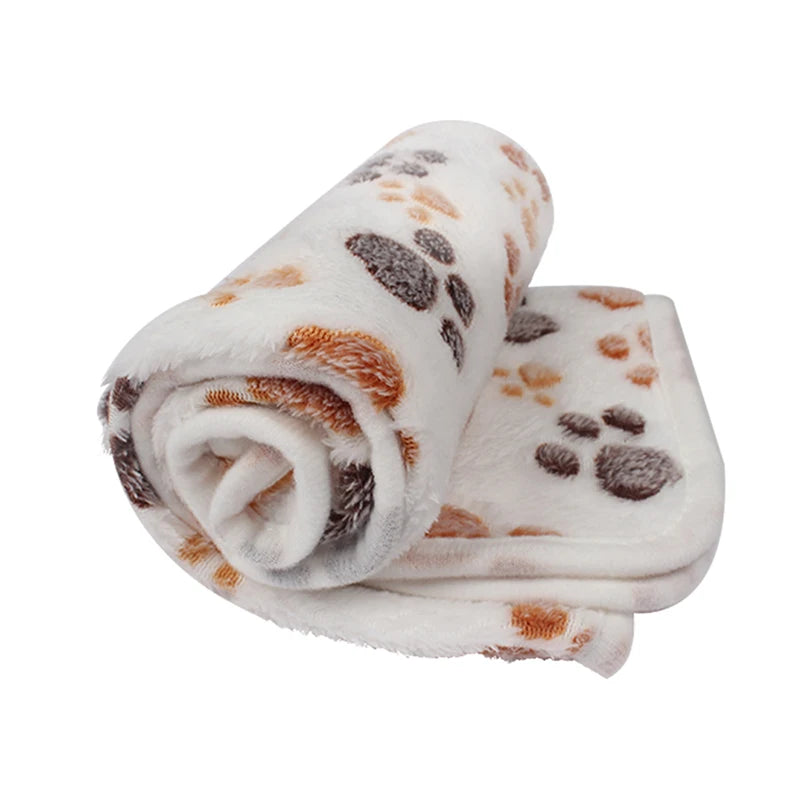 warm pet blanket for dogs and cats soft paw print fleece mat for small and medium puppies and cats