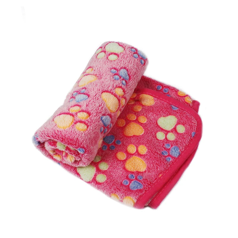 warm pet blanket for dogs and cats pink paw print plush blanket for small medium pets