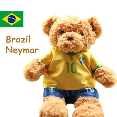 plush football player toy Brazil Neymar teddy bear in yellow jersey and blue shorts souvenir for children