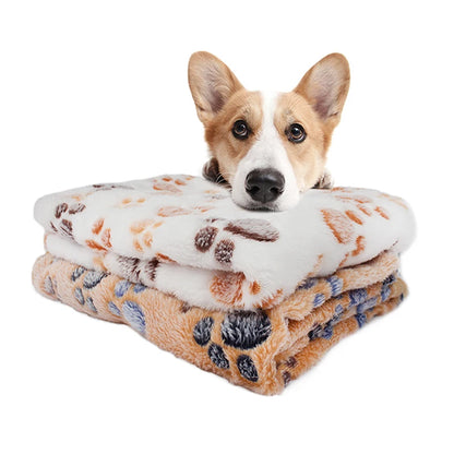 warm pet blanket for dogs and cats soft paw print winter blanket for small and medium pets