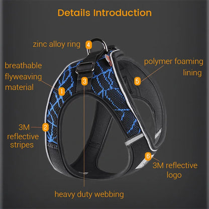 Dog Harness Reflective No Pull Choke Free Pet Harness for Small Medium Dogs Breathable Padded Harness Vest for Bulldog Chihuahua details.