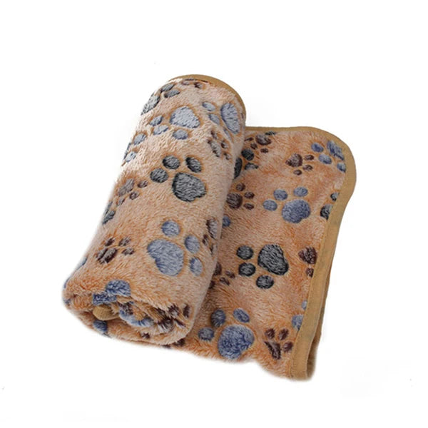 warm pet blanket for dogs and cats brown paw print cotton winter blanket for small and medium pets