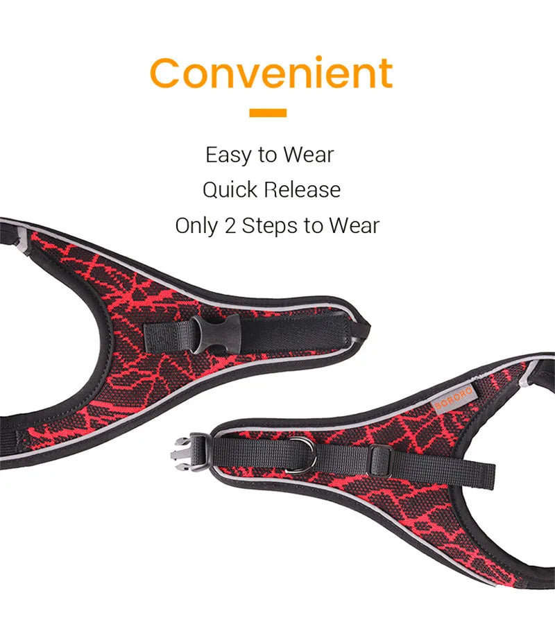 Dog Harness Reflective No Pull Choke Free Pet Harness for Small Medium Dogs Breathable Padded Harness Vest for Bulldog Chihuahua