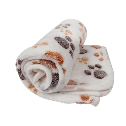 warm pet blanket for dogs and cats soft paw print fleece mat for small and medium pets winter sleeping cushion