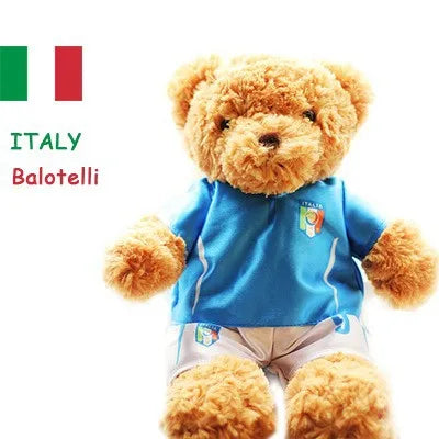 plush football player toy Balotelli Italy teddy bear doll souvenir in blue jersey for children