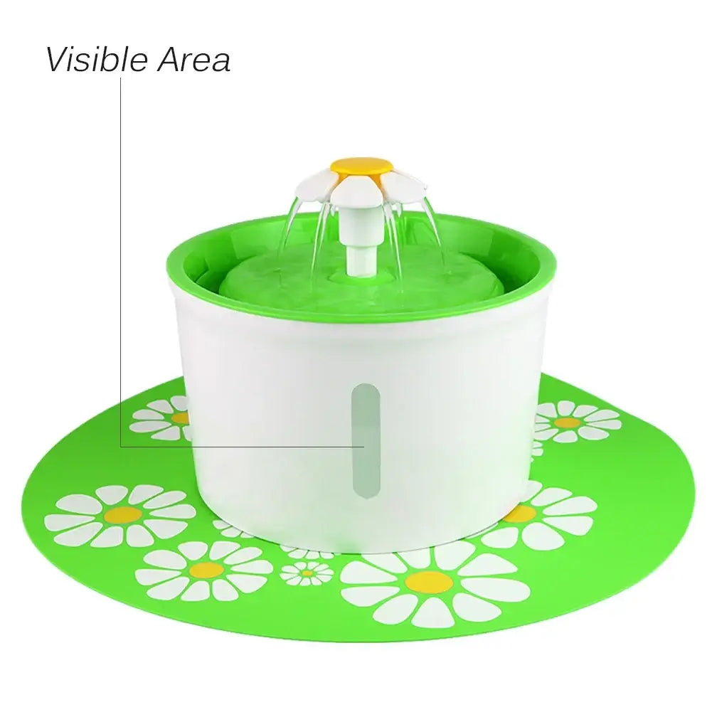 automatic cat water fountain 1.6L pet water dispenser with flower design, visible water level, for cats and dogs