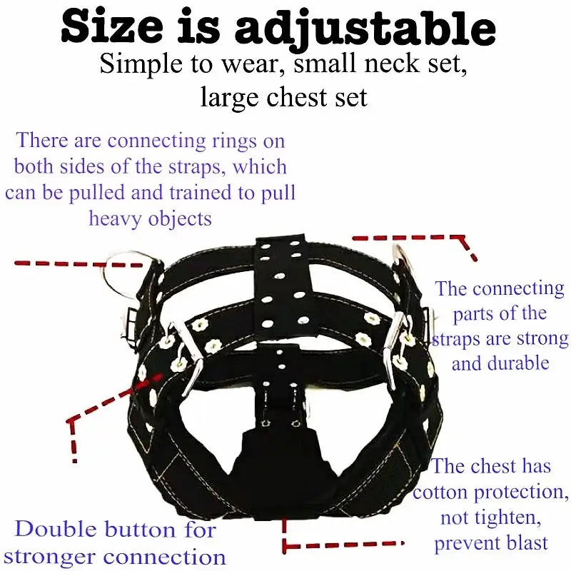 large dog harness adjustable black chest harness with padded straps for pit bull, durable training and walking vest