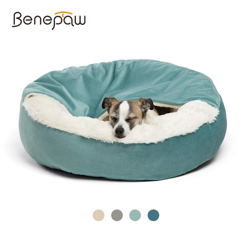 orthopedic waterproof dog bed with hooded blanket for warm, dirt-resistant, washable comfort for dogs and cats