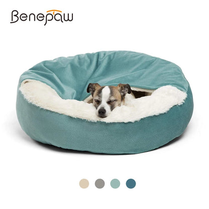 orthopedic waterproof dog bed with hooded blanket for warm, dirt-resistant, washable comfort for dogs and cats