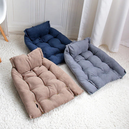 3 in 1 dog bed mat for dogs and cats, soft cushioned pet sofa bed with removable cover for winter comfort