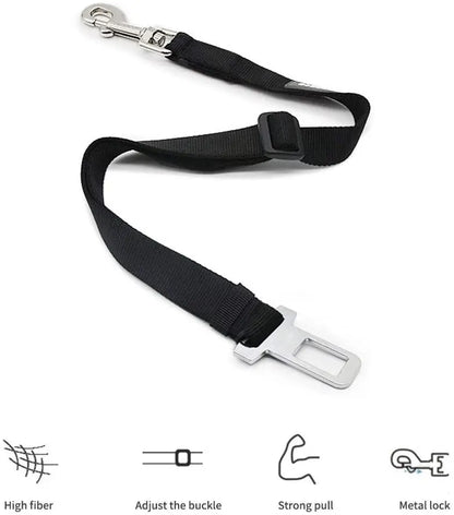 Dog car seat belt nylon safety leash with metal lock, adjustable buckle, and strong pull protection for travel pets