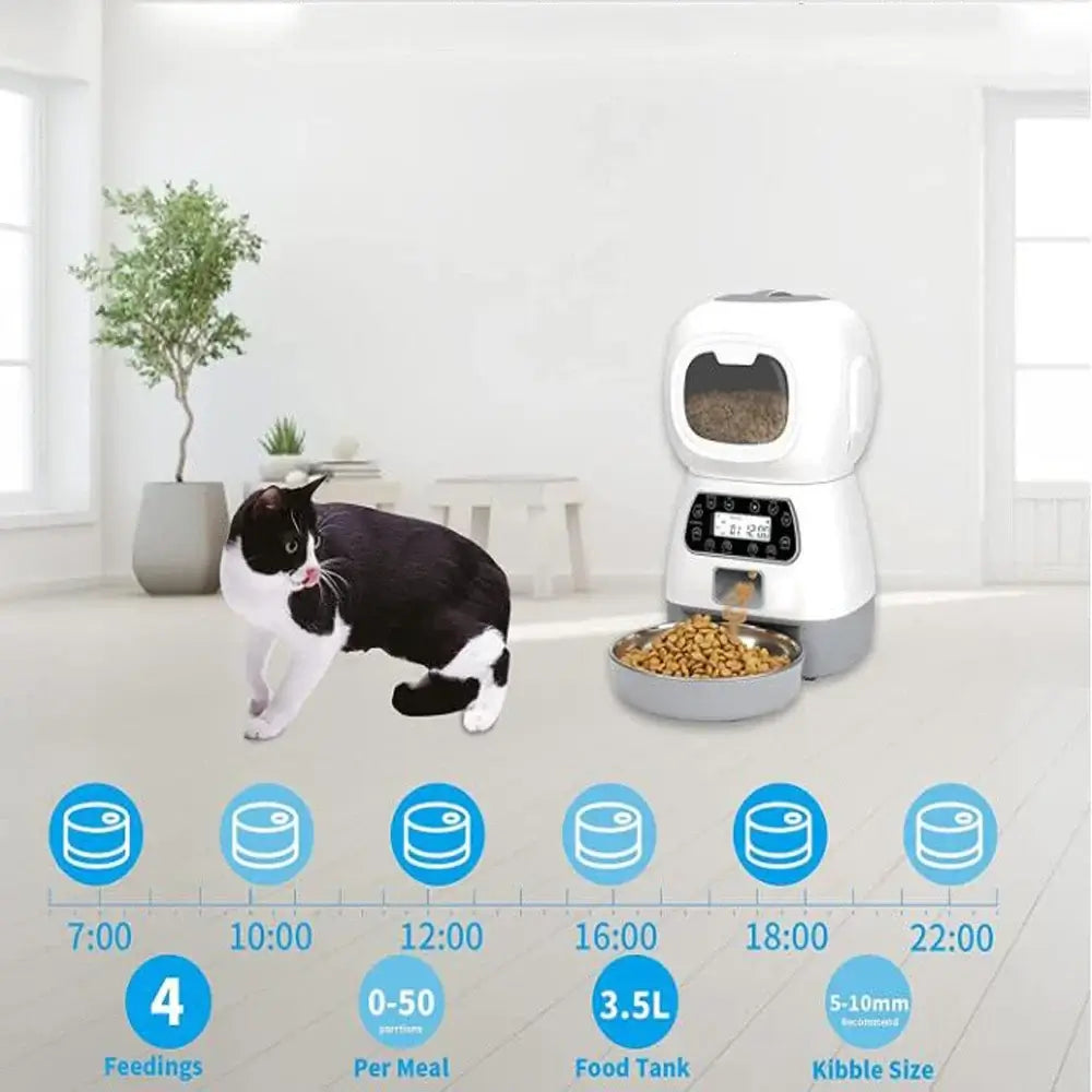 automatic pet feeder with app 3.5L stainless steel bowl, voice timing, Tuya smart dry food dispenser for cats and dogs