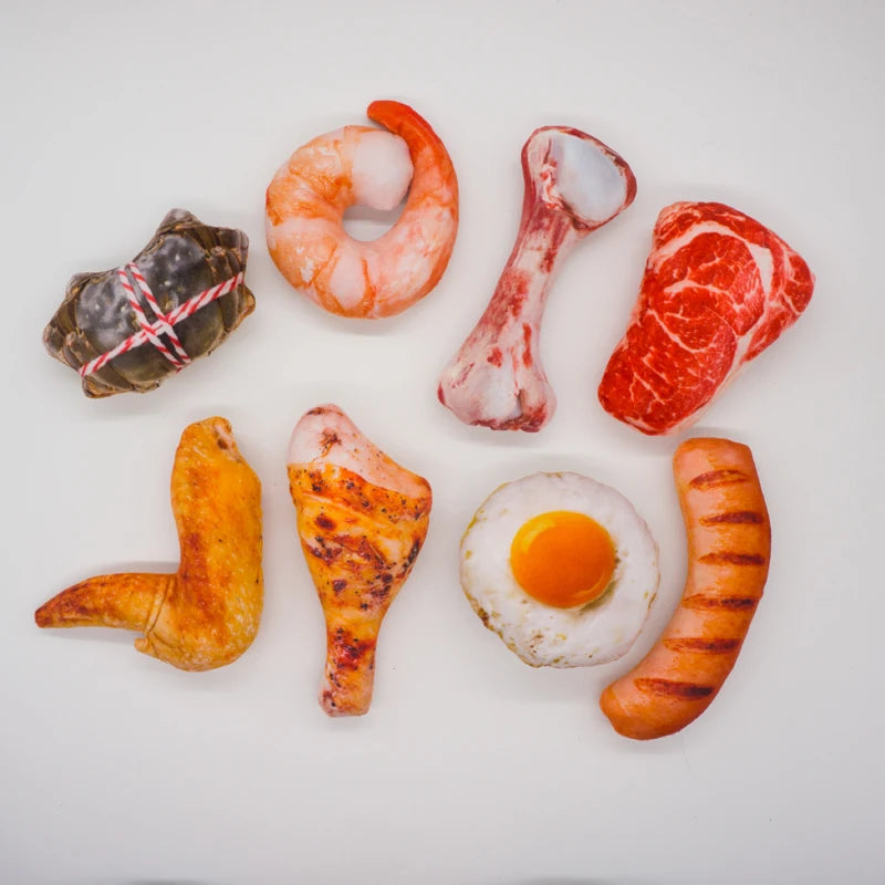 squeaky dog toys for small medium dogs realistic meat and seafood plush squeaky pet toys set