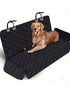 waterproof dog car seat cover pet travel carrier mattress with middle seat armrest, black quilted dog car seat protector