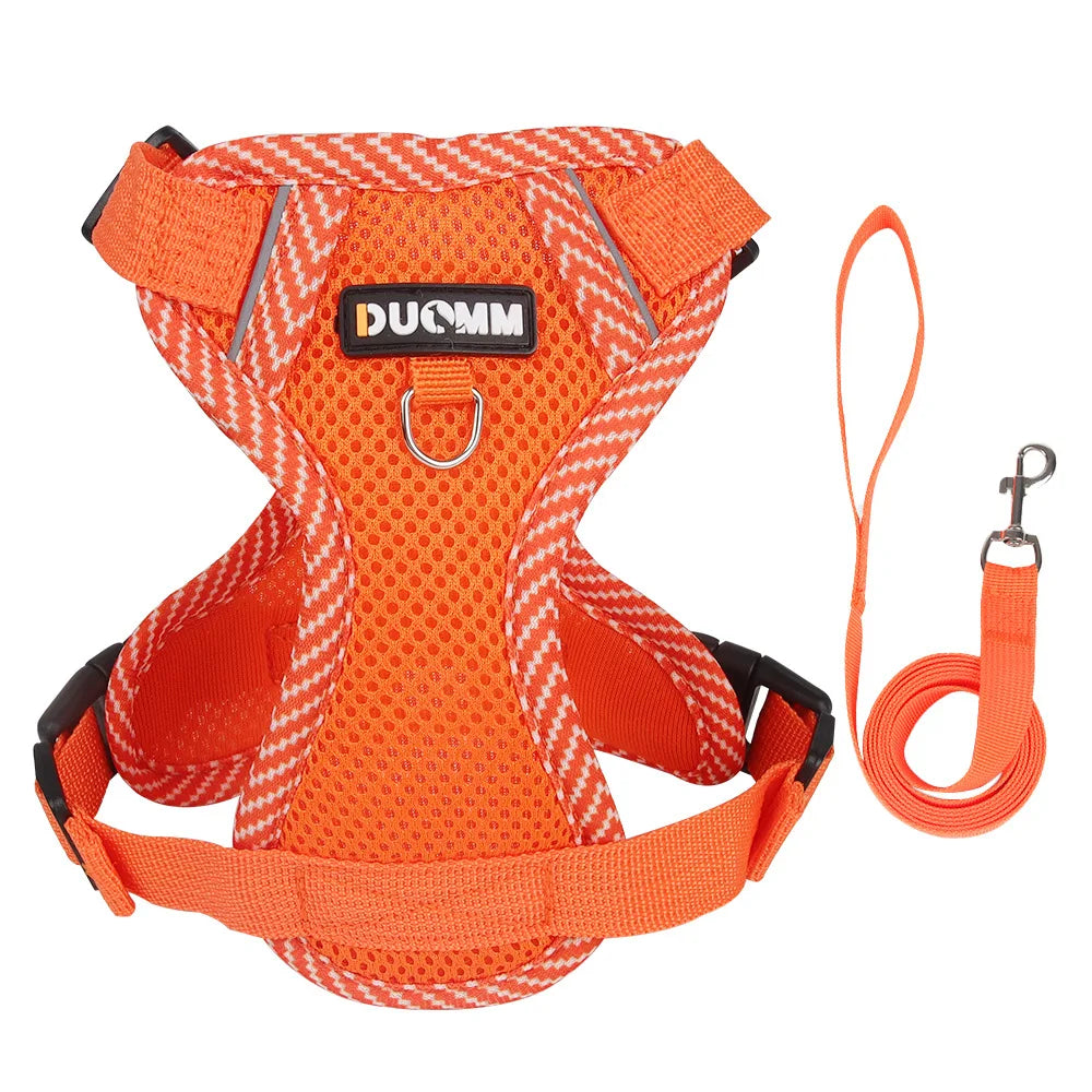 Reflective cat harness and leash set, orange breathable mesh cat harness with leash, color 7, for small dogs and kittens