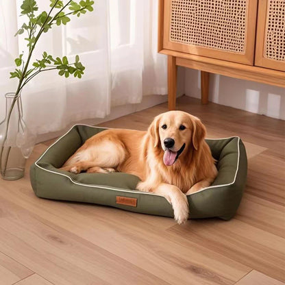 waterproof square dog bed for large dogs with soft thick cushioning and non-slip bottom for indoor comfort
