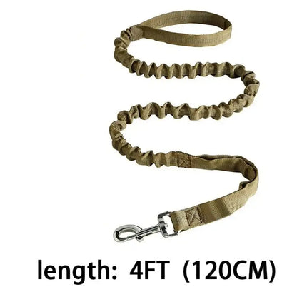 heavy duty dog training collar with handle, khaki nylon adjustable 4ft 120cm leash for medium large dogs with metal buckle