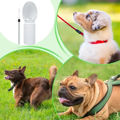 Portable dog water bottle for outdoor walks and travel, leak proof, foldable silicone design for dogs