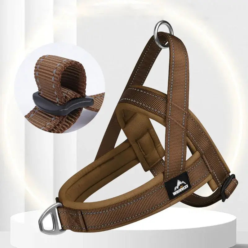 escape-proof tactical dog harness with padded adjustable no-pull reflective nylon vest for large dogs