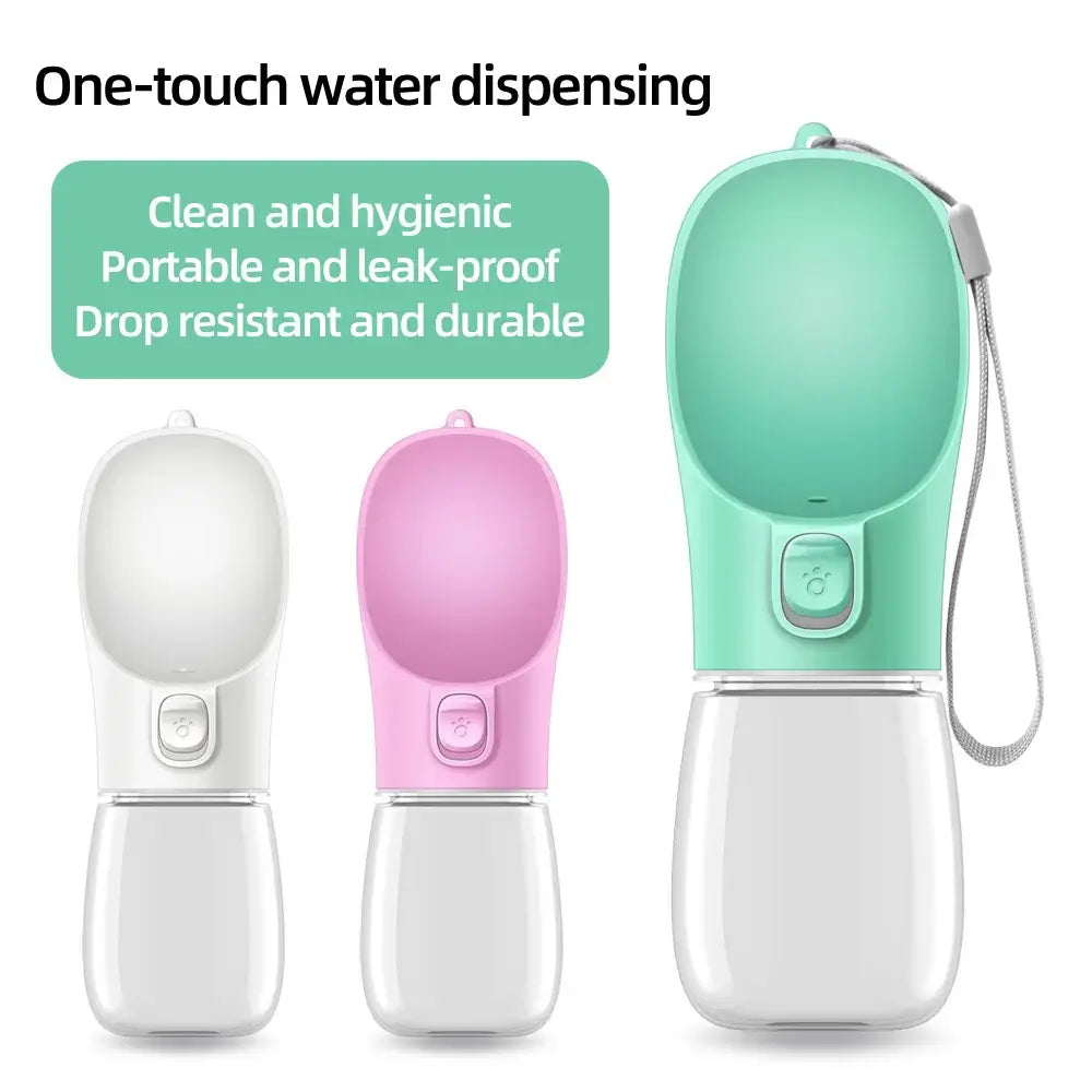 leakproof dog water bottle with one-touch dispensing, portable leak-proof pet drinking container for travel
