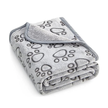 washable soft dog blanket grey fleece with paw prints for indoor cats, puppies, and small dogs, warm pet bed blanket
