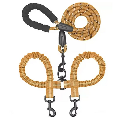 Pet Dog Leashes Walk 2 Two Dogs Nylon Leash Coupler Double Ropes Twin Leads Walking Dog with Poop Bag Multi Leashes 1.5+0.5M
