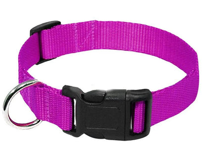 adjustable dog collar with D-ring purple nylon pet collar with quick release buckle for dogs goats sheep and horses