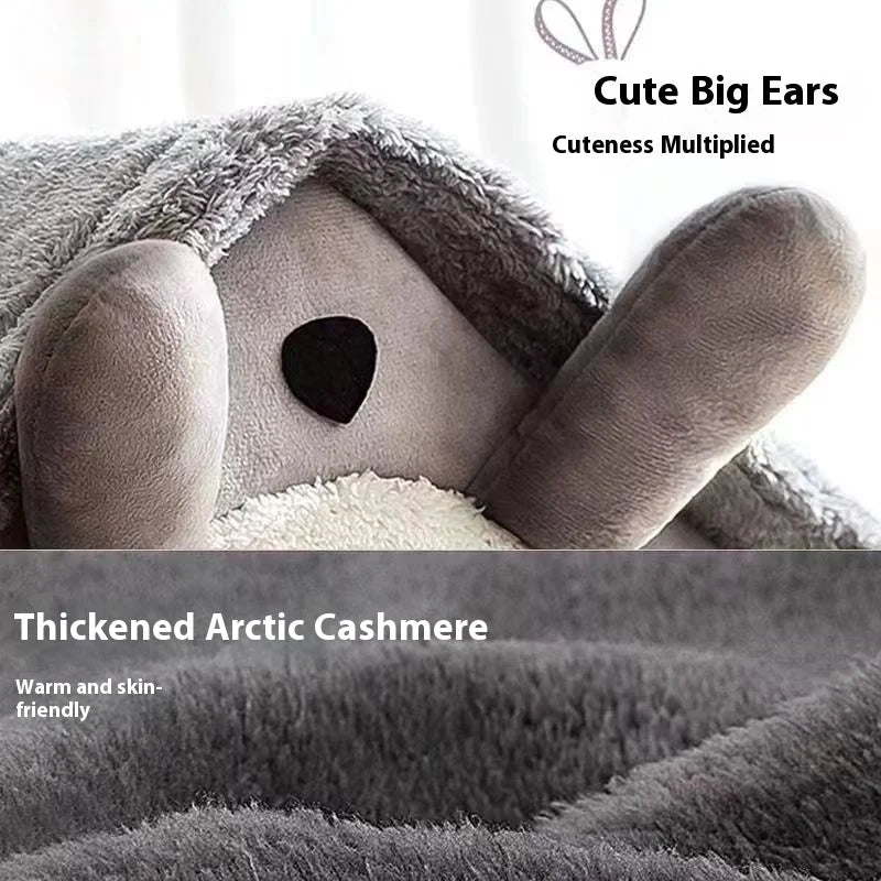 dog house style bed with cute big ears, thickened Arctic cashmere, washable warm pet bed for small dogs and cats