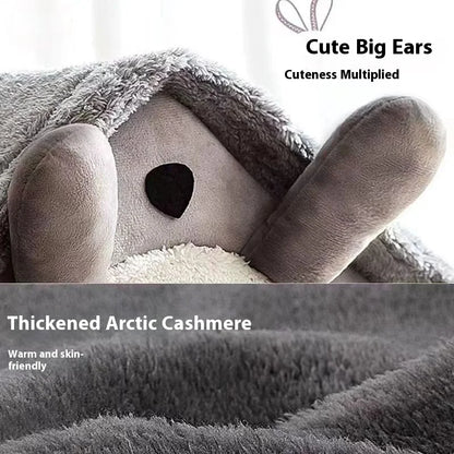 dog house style bed with cute big ears, thickened Arctic cashmere, washable warm pet bed for small dogs and cats