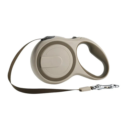 Khaki retractable dog leash for large dogs, 8M 50KG reflective nylon durable walking lead with handle