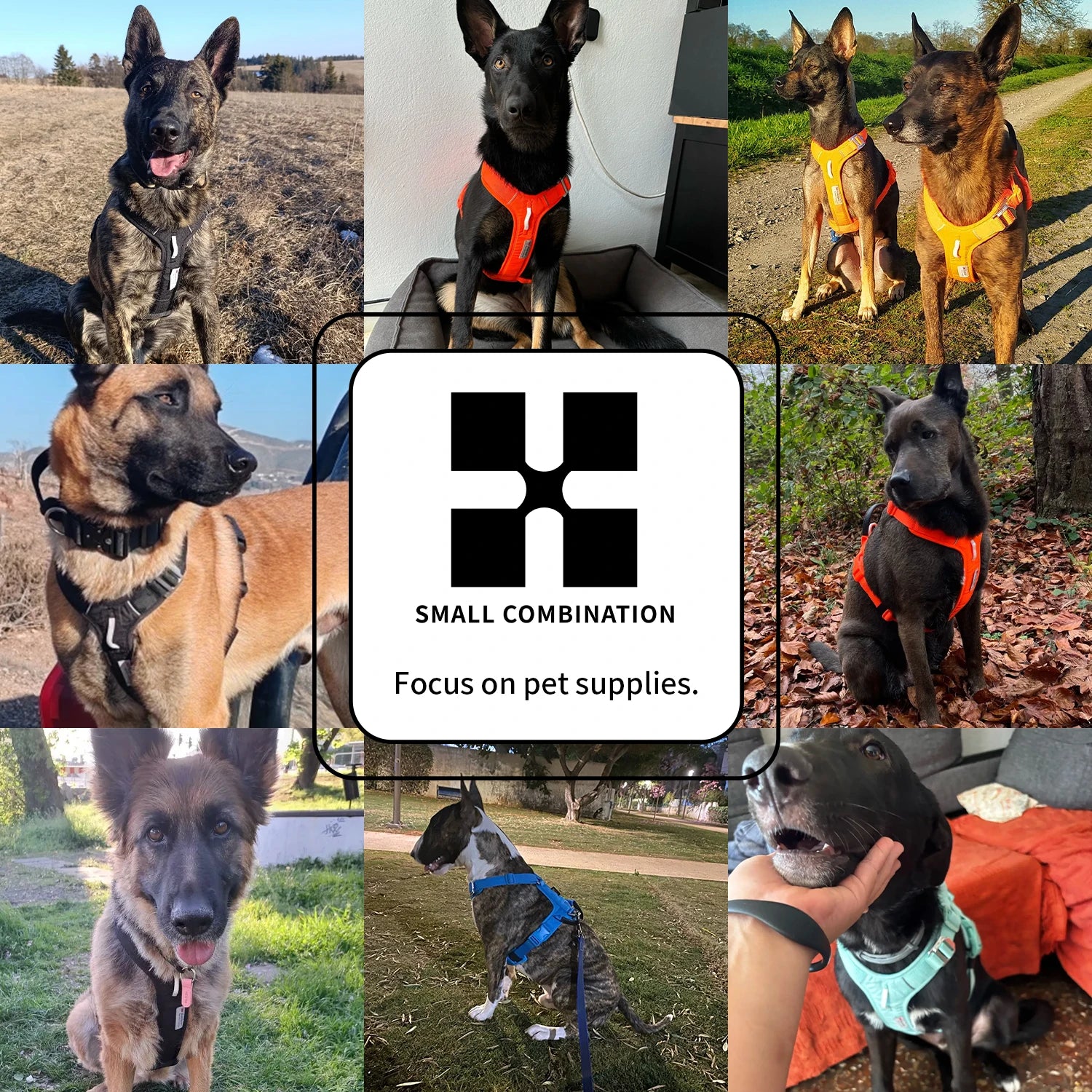 reflective no pull dog harness set for large dogs, adjustable padded vest with leash for German Shepherd training