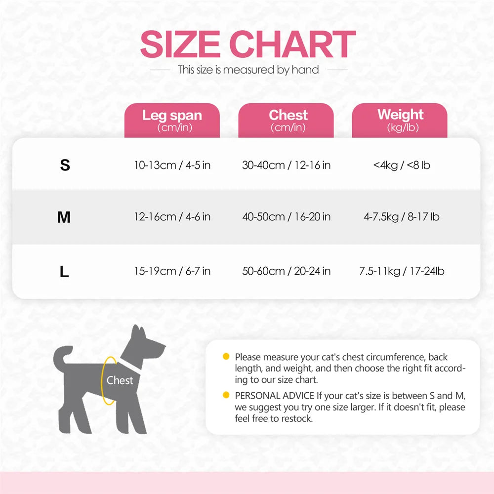 Horizontal dog carrier backpack size chart for small dogs, showing leg span, chest, and weight measurements