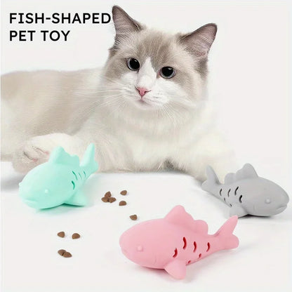interactive chew toy for small pets fish-shaped silicone cat and dog toy for hiding food and teeth grinding