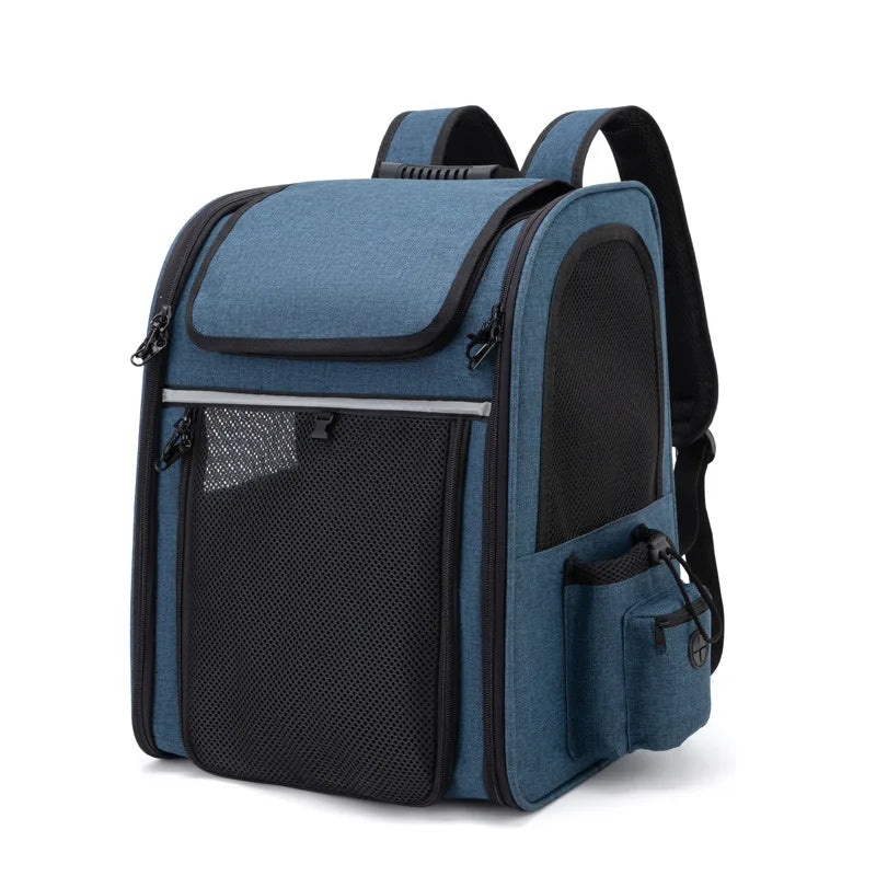 Pet Backpack Portable Breathable Outdoor Foldable Expandable Cat &amp; Dog Backpack Large Capacity Oxford Cloth Cat Carrying Bag
