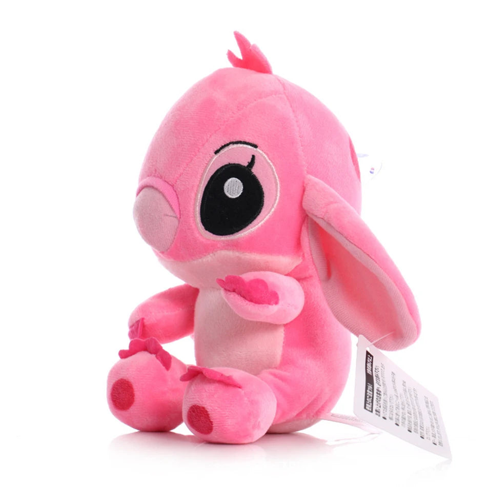 Pink stitch stuffed plush doll toy with big eyes and floppy ears, cute kawaii gift for kids