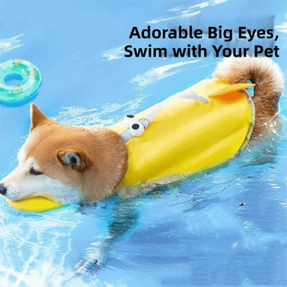 adjustable dog life jacket for swimming, high flotation waterproof dog swim vest with cute pet design