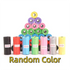 Assorted colorful dog waste bag rolls in pyramid stack on white background, random color selection