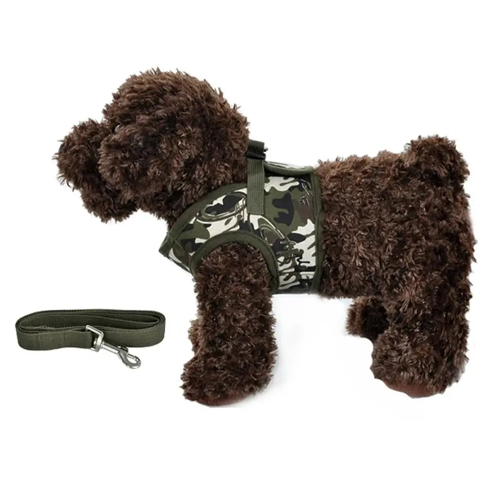 small dog harness leash set camouflage vest and leash for puppy walking, padded quick release harness for small pets