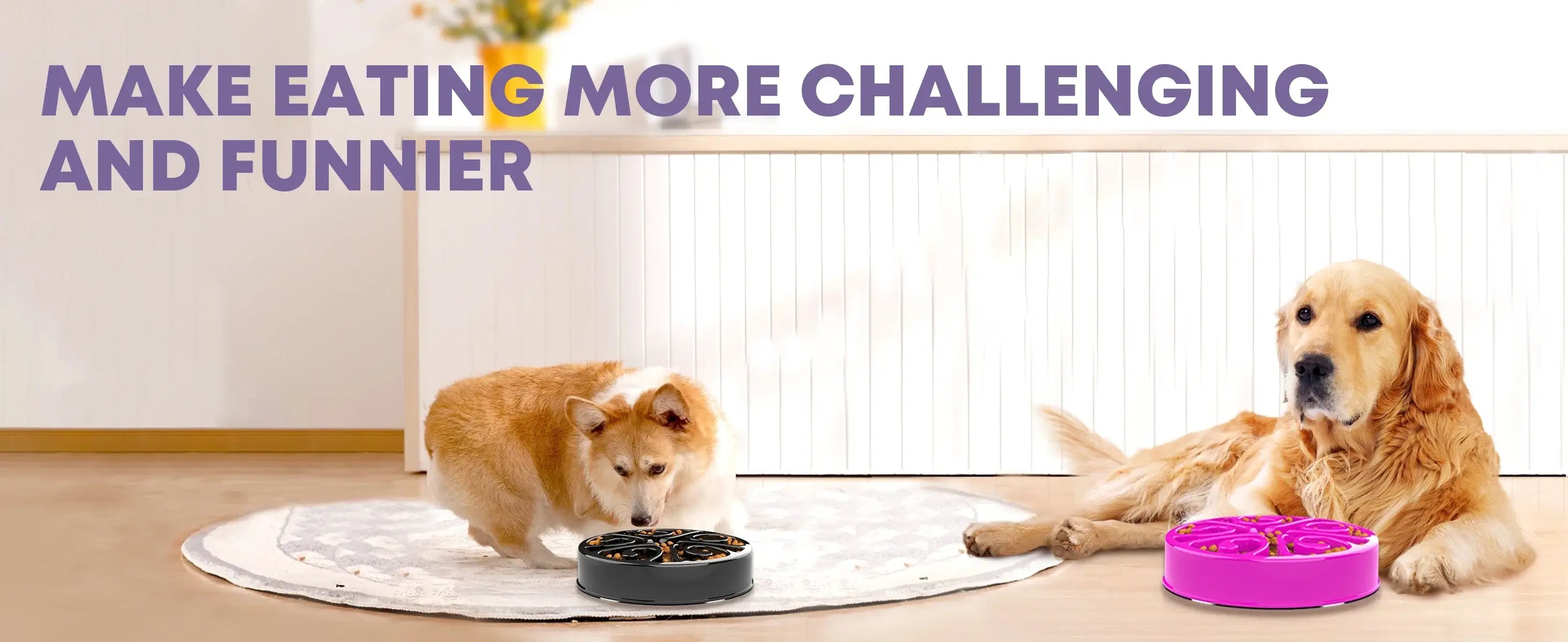 slow feeder dog bowl for dogs, non-slip anti-gulping pet feeding dish for fun, slower eating