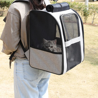 breathable cat carrier backpack for small cats, foldable outdoor pet travel bag with mesh panels
